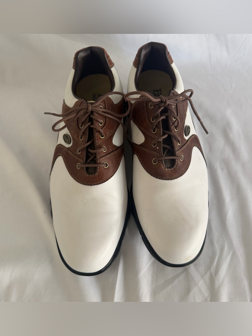 Etonic Men’s White and Brown Athletic Golf Shoes Sz 10.5 - Picture 2 of 9